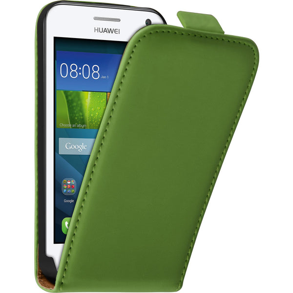 Kunst-Lederhülle für Huawei Y360 Flip-Case grün Cover