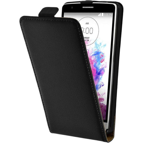 Kunst-Lederhülle für LG G3 S Flip-Case schwarz + 2 Schutzfol