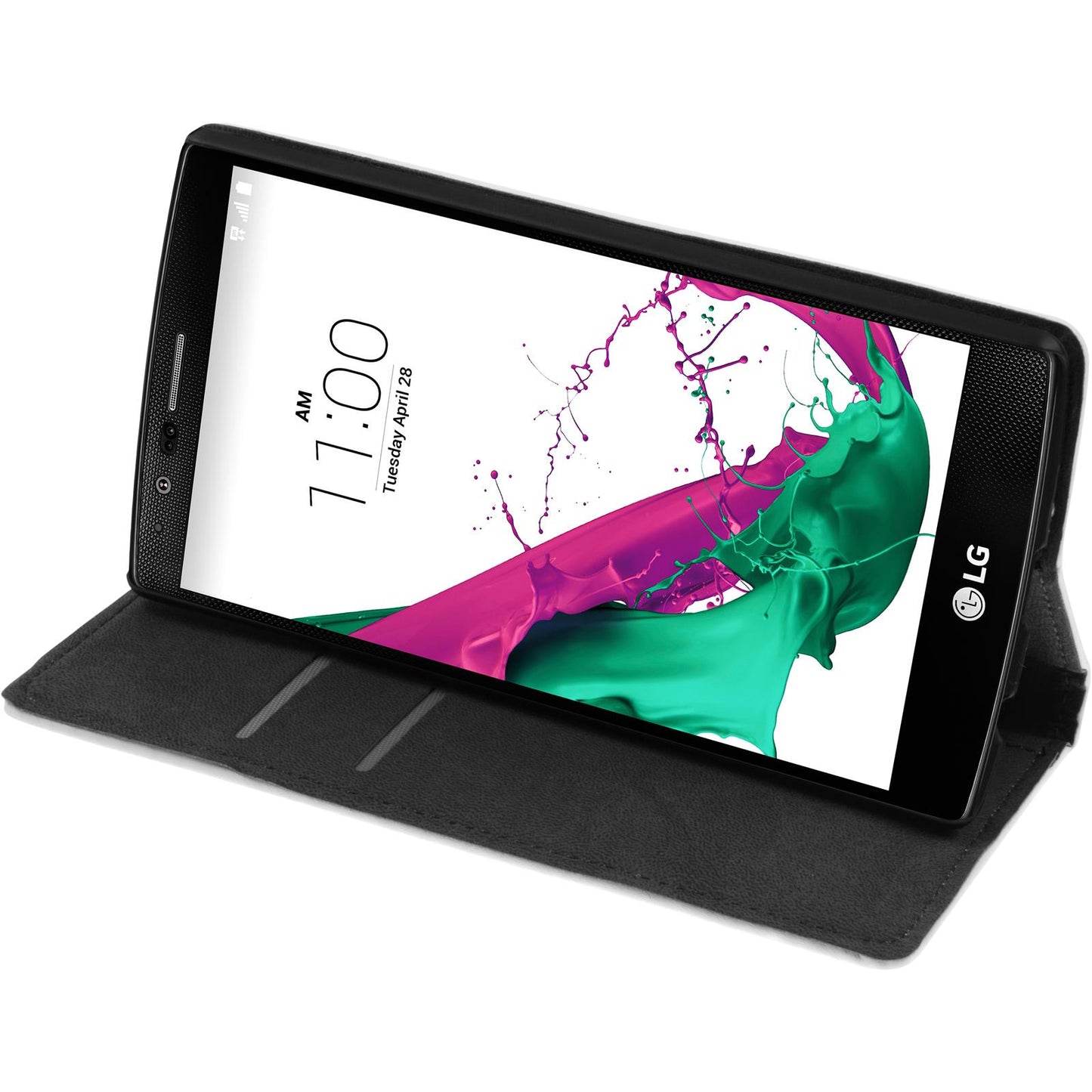 Kunst-Lederhülle für LG G4 Book-Case weifl + 2 Schutzfolien