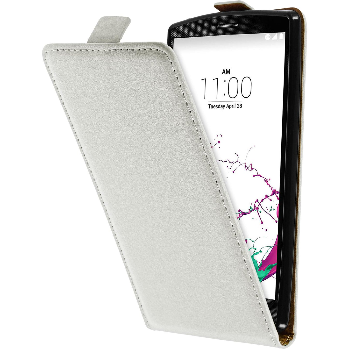 Kunst-Lederhülle für LG G4s / G4 Beat Flip-Case weifl + 2 Sch