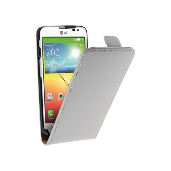Kunst-Lederhülle für LG L70 Flip-Case weiß + 2 Schutzfolien