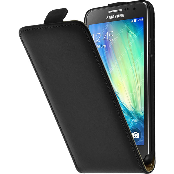 Kunst-Lederhülle für Samsung Galaxy A3 (A300) Flip-Case schw