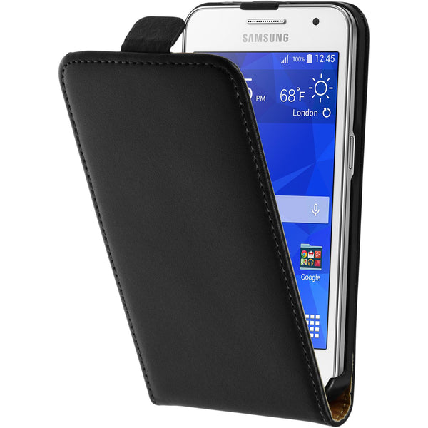 Kunst-Lederhülle für Samsung Galaxy Core 2 Flip-Case schwarz