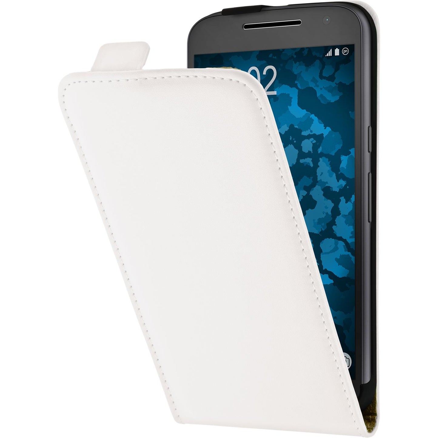 Kunst-Lederhülle für Motorola Moto G4 Plus Flip-Case weifl +