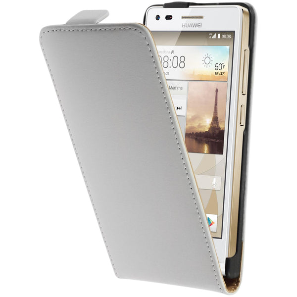 Kunst-Lederhülle für Huawei Ascend G6 Flip-Case weiß + 2 Sch