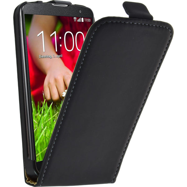 Kunst-Lederhülle für LG G2 mini Flip-Case schwarz + 2 Schutz