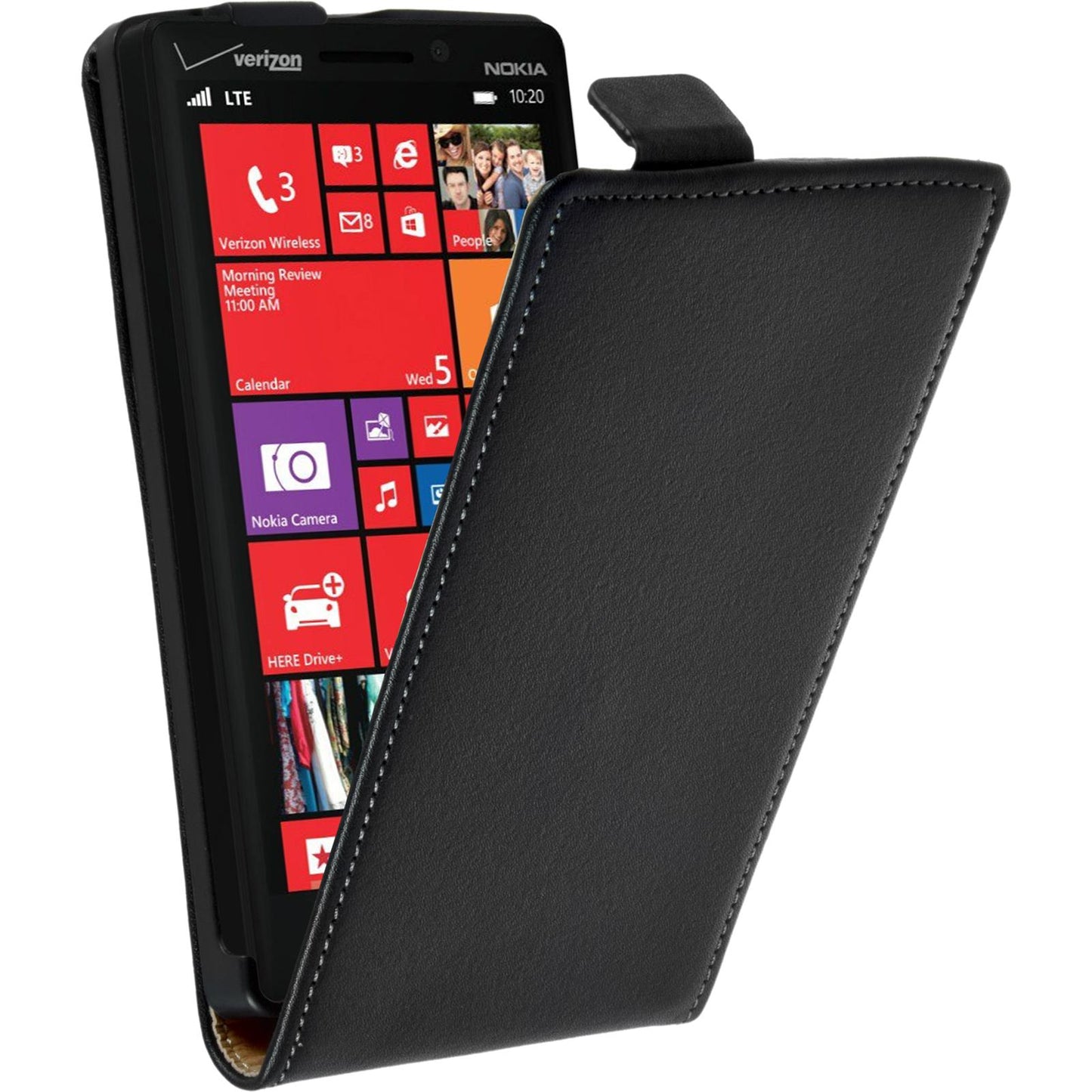 Kunst-Lederhülle für Nokia Lumia 930 Flip-Case schwarz + 2