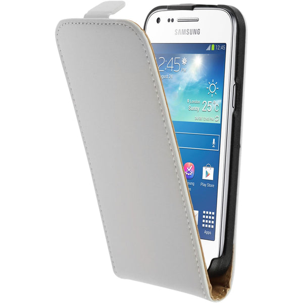 Kunst-Lederhülle für Samsung Galaxy Core Plus Flip-Case weiß