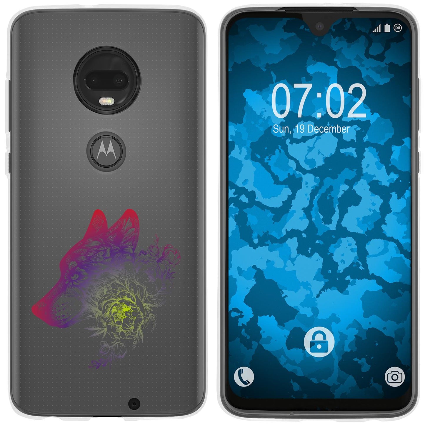Moto G7 Silikon-Hülle Floral Wolf M3-5 Case