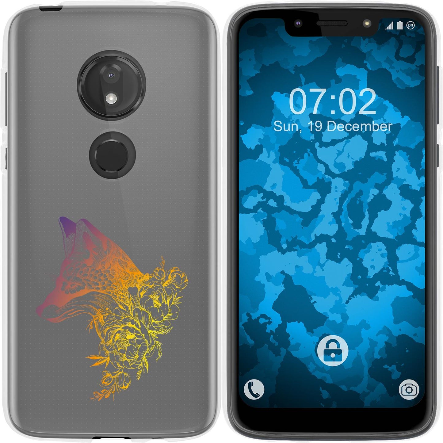 Moto G7 Play Silikon-Hülle Floral Fuchs M1-3 Case