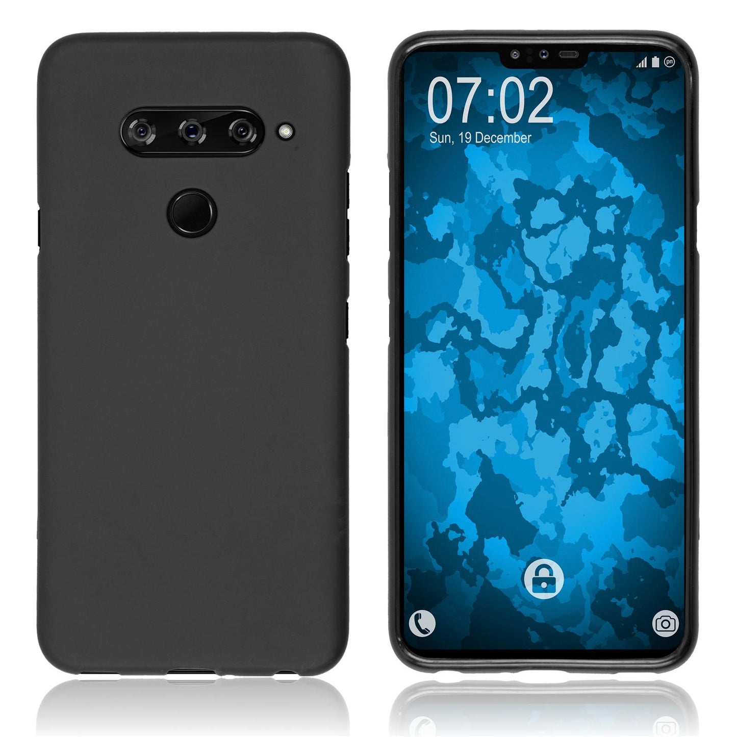 PhoneNatic Case kompatibel mit LG V40 ThinQ - schwarz Silikon Hülle matt Cover