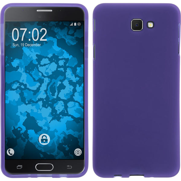 PhoneNatic Case kompatibel mit Samsung Galaxy J7 Prime - lila Silikon Hülle matt + 2 Schutzfolien