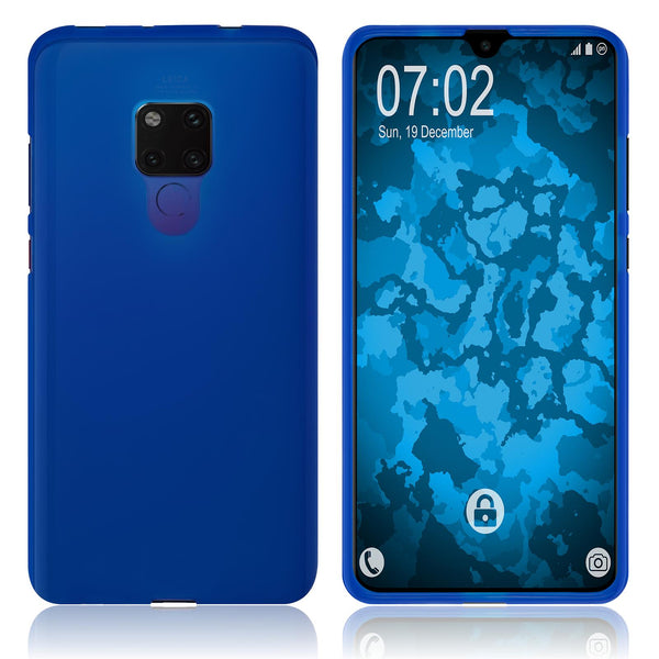 PhoneNatic Case kompatibel mit Huawei Mate 20 - blau Silikon Hülle matt Cover