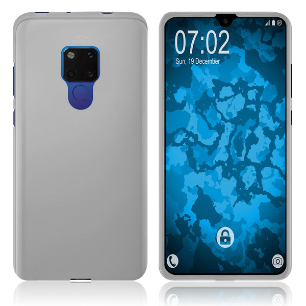 PhoneNatic Case kompatibel mit Huawei Mate 20 - transparent-weiß Silikon Hülle matt Cover
