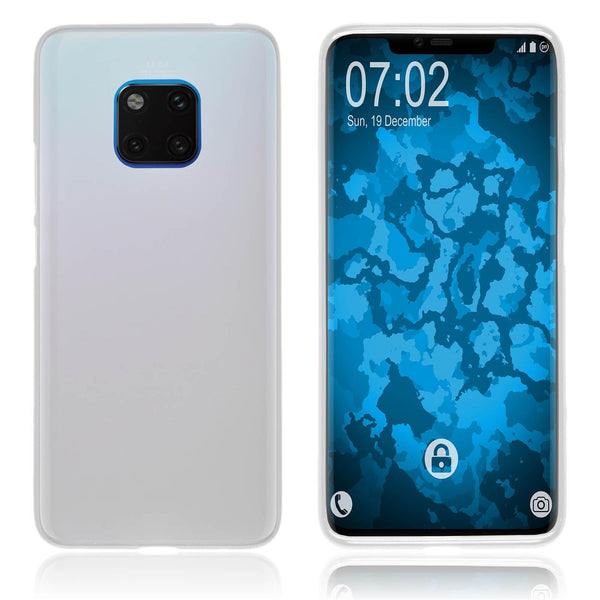 PhoneNatic Case kompatibel mit Huawei Mate 20 Pro - transparent-weiß Silikon Hülle matt Cover