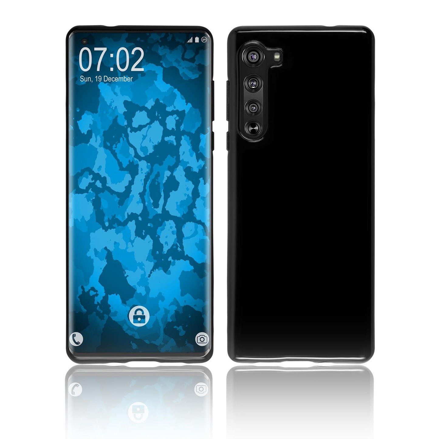 PhoneNatic Case kompatibel mit Motorola Moto Edge - schwarz Silikon Hülle crystal-case Cover