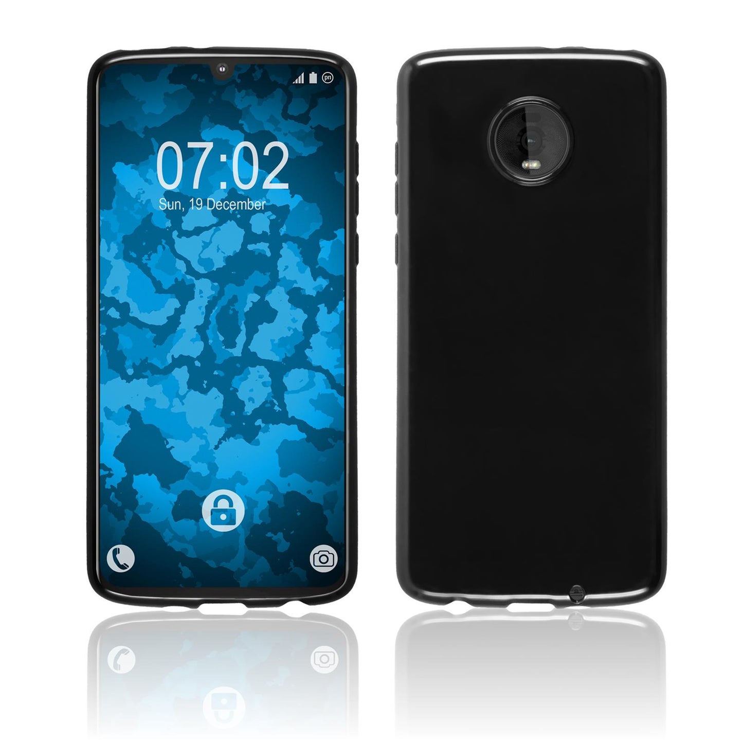 PhoneNatic Case kompatibel mit Lenovo Moto Z4 - schwarz Silikon Hülle + 2 Schutzfolien