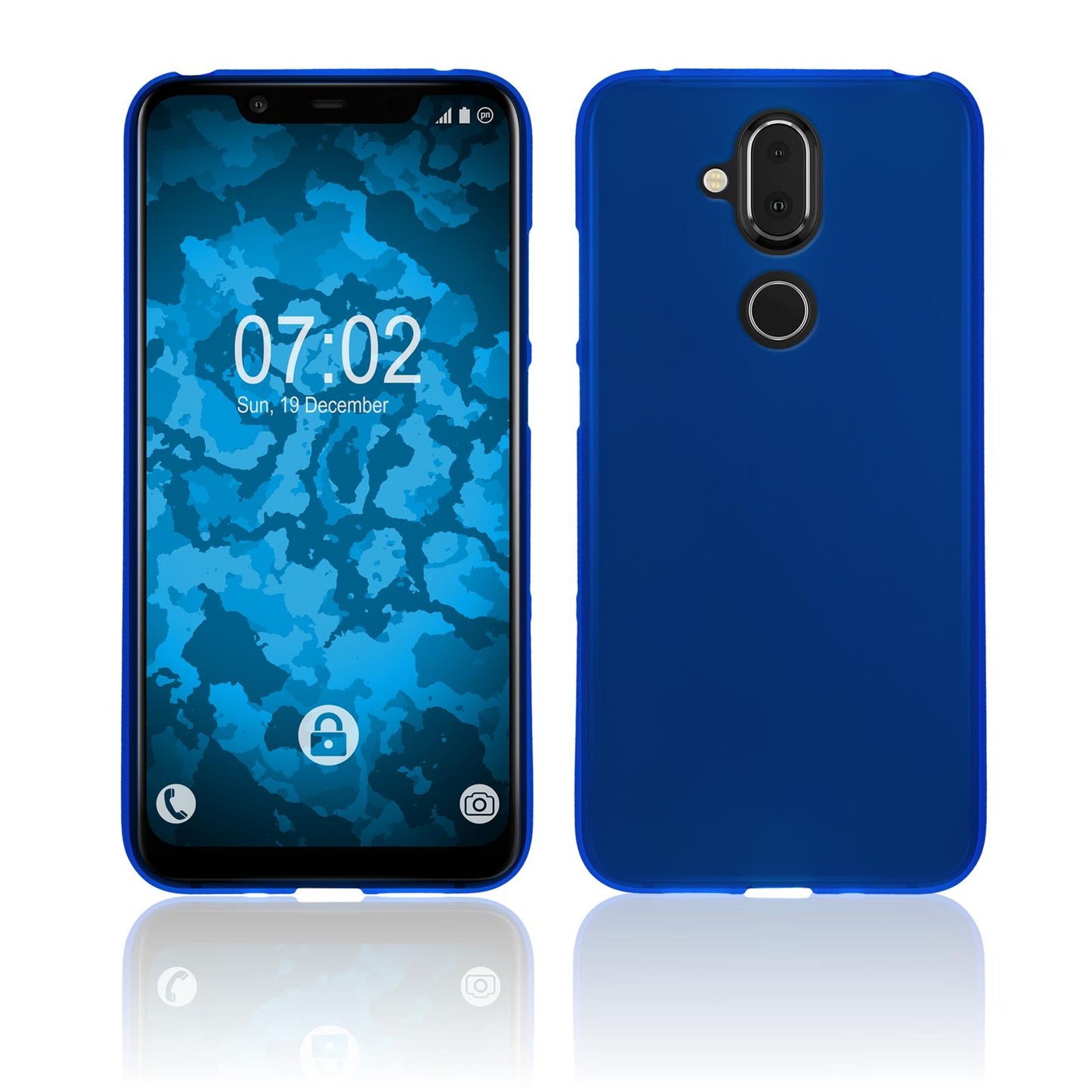 PhoneNatic Case kompatibel mit Nokia 8.1 (X7) - blau Silikon Hülle matt Cover