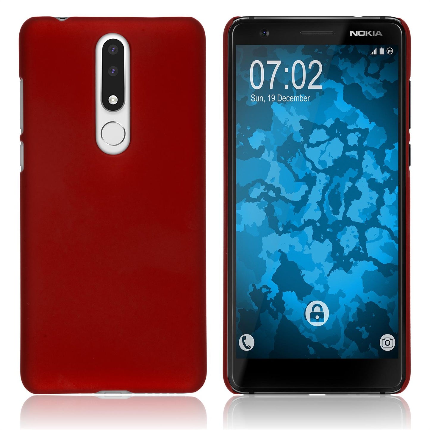 PhoneNatic Case kompatibel mit Nokia 3.1 Plus - rot Silikon Hülle gummiert Cover