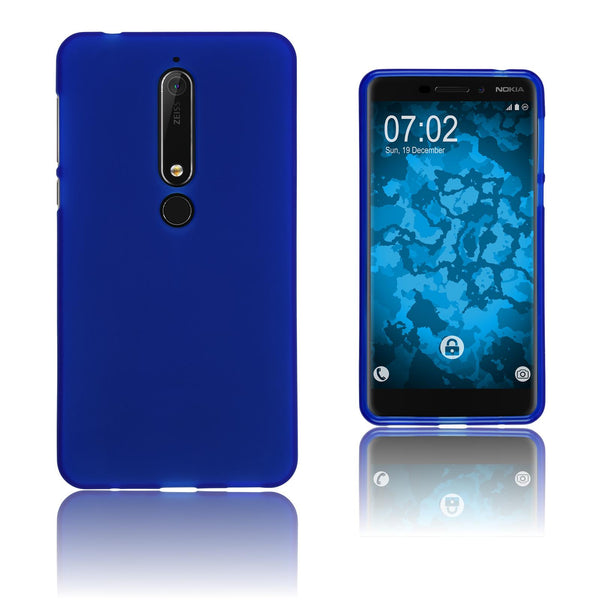 PhoneNatic Case kompatibel mit  Nokia 6.1 (2018) - blau Silikon Hülle matt Cover