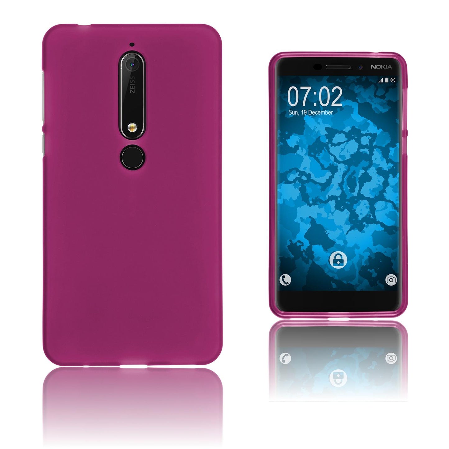 PhoneNatic Case kompatibel mit Nokia 6.1 (2018) - pink Silikon Hülle matt Cover