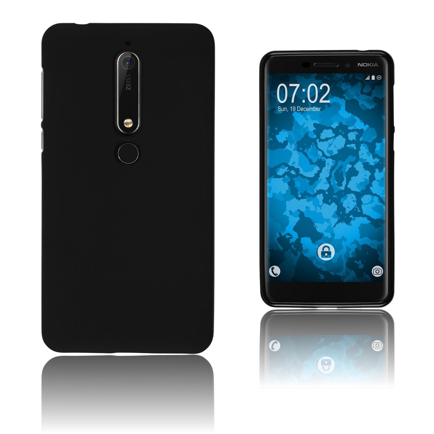 PhoneNatic Case kompatibel mit Nokia 6.1 (2018) - schwarz Silikon Hülle matt Cover