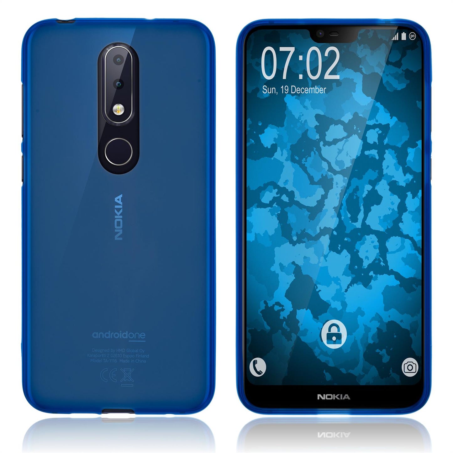 PhoneNatic Case kompatibel mit Nokia 6.1 Plus - blau Silikon Hülle matt Cover