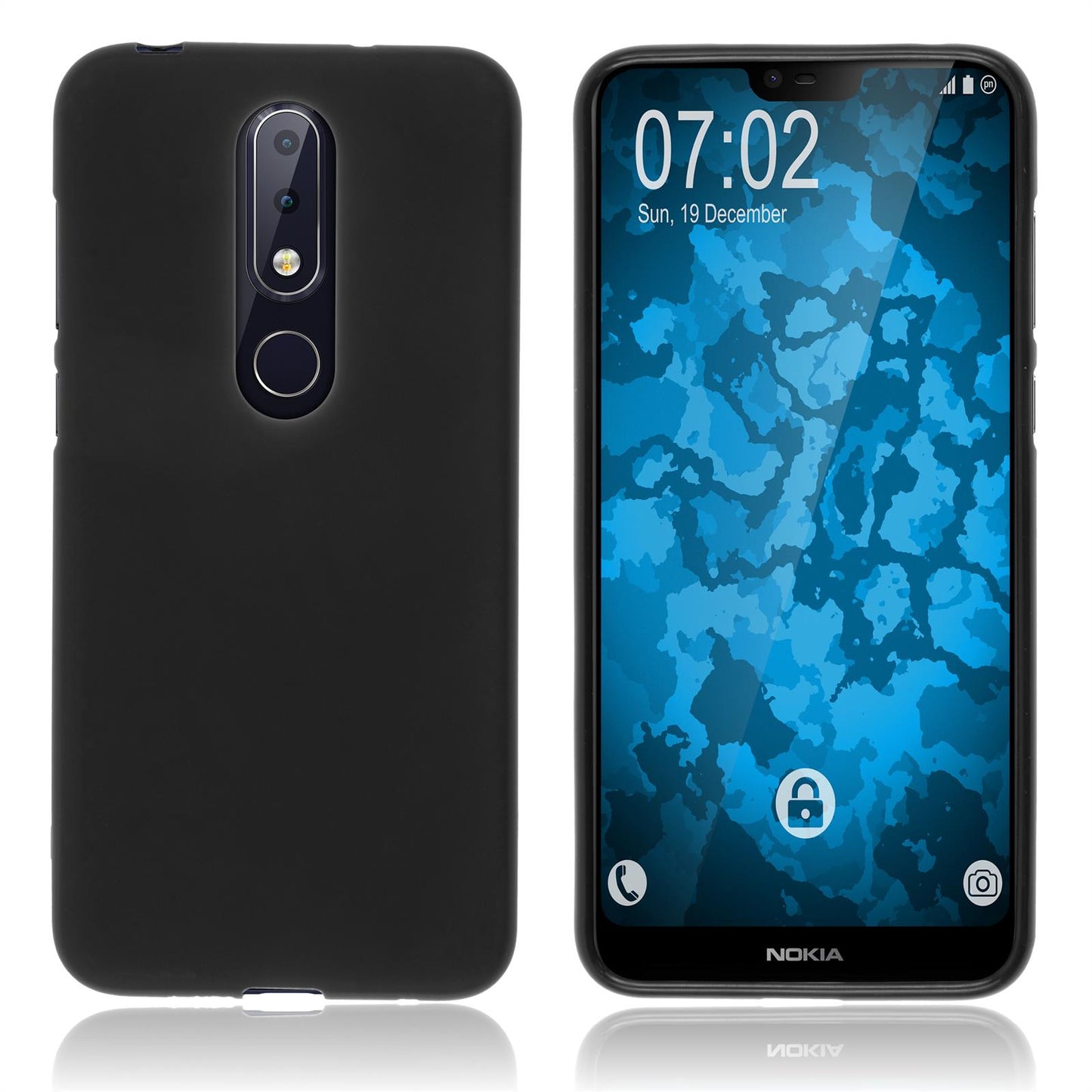 PhoneNatic Case kompatibel mit Nokia 6.1 Plus - schwarz Silikon Hülle matt Cover