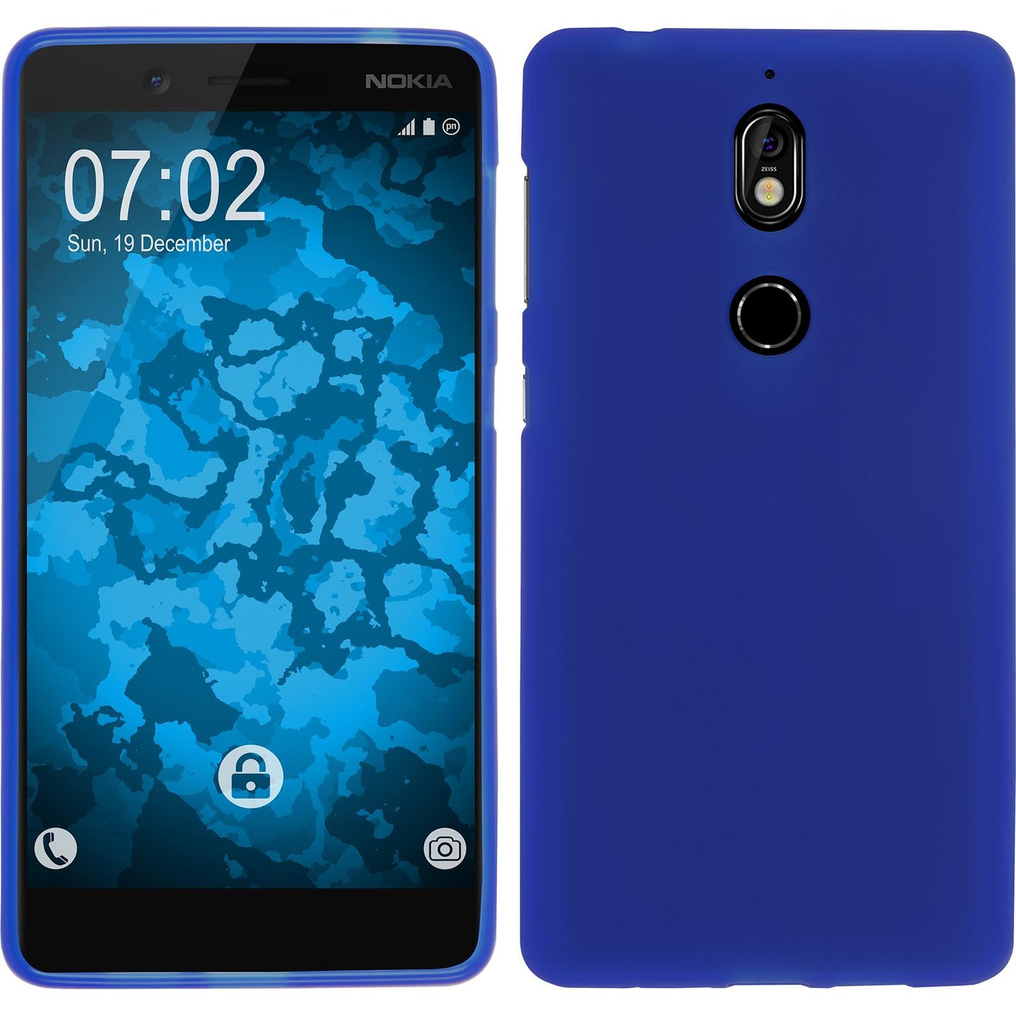 PhoneNatic Case kompatibel mit Nokia 7 - blau Silikon Hülle matt Cover