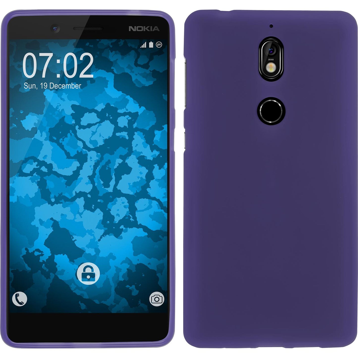 PhoneNatic Case kompatibel mit Nokia 7 - lila Silikon Hülle matt Cover