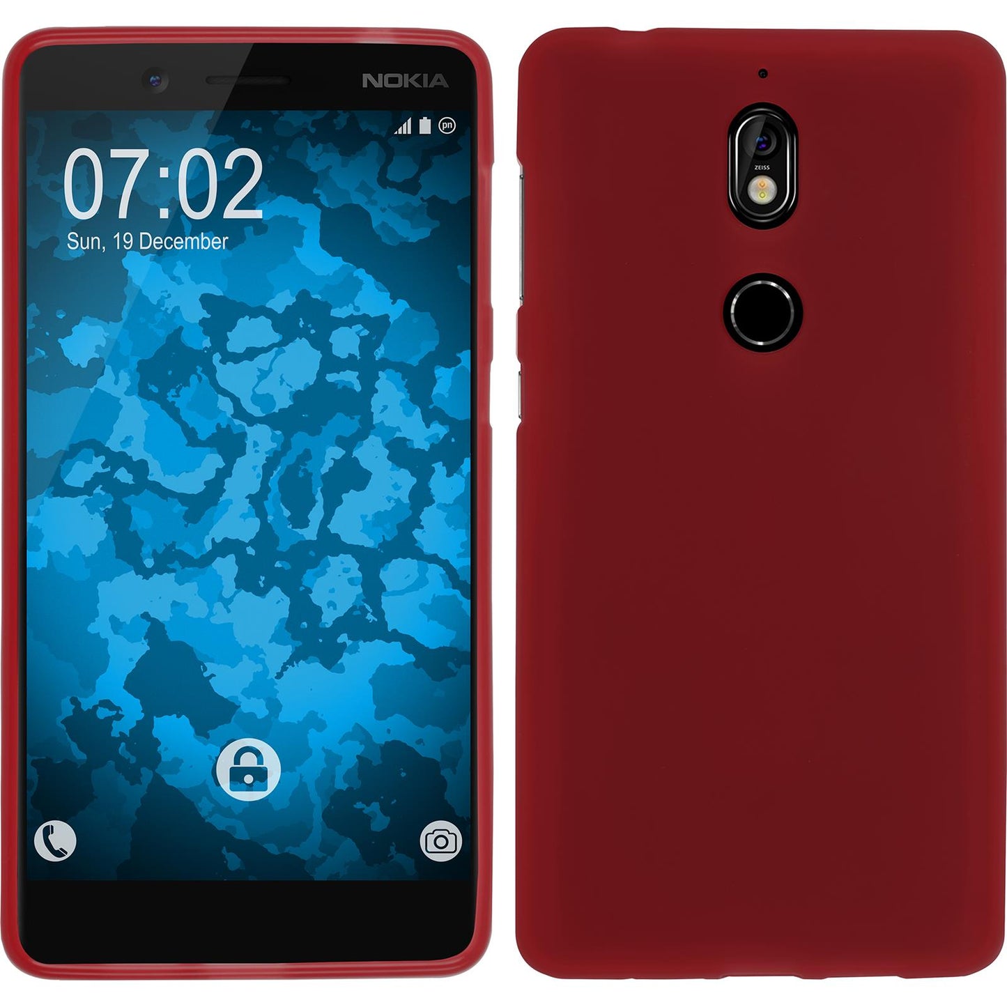 PhoneNatic Case kompatibel mit Nokia 7 - rot Silikon Hülle matt Cover