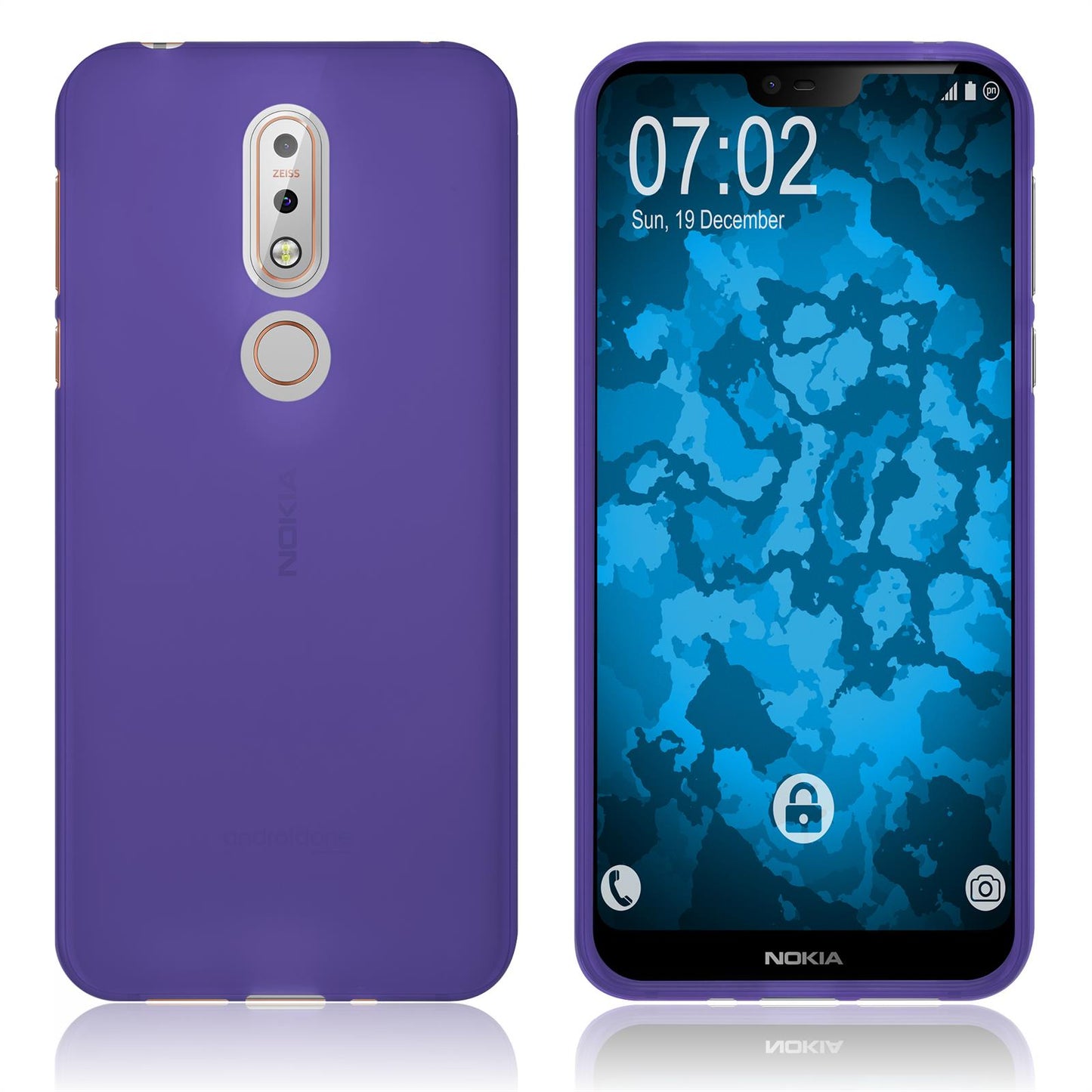 PhoneNatic Case kompatibel mit Nokia 7.1 - lila Silikon Hülle matt Cover