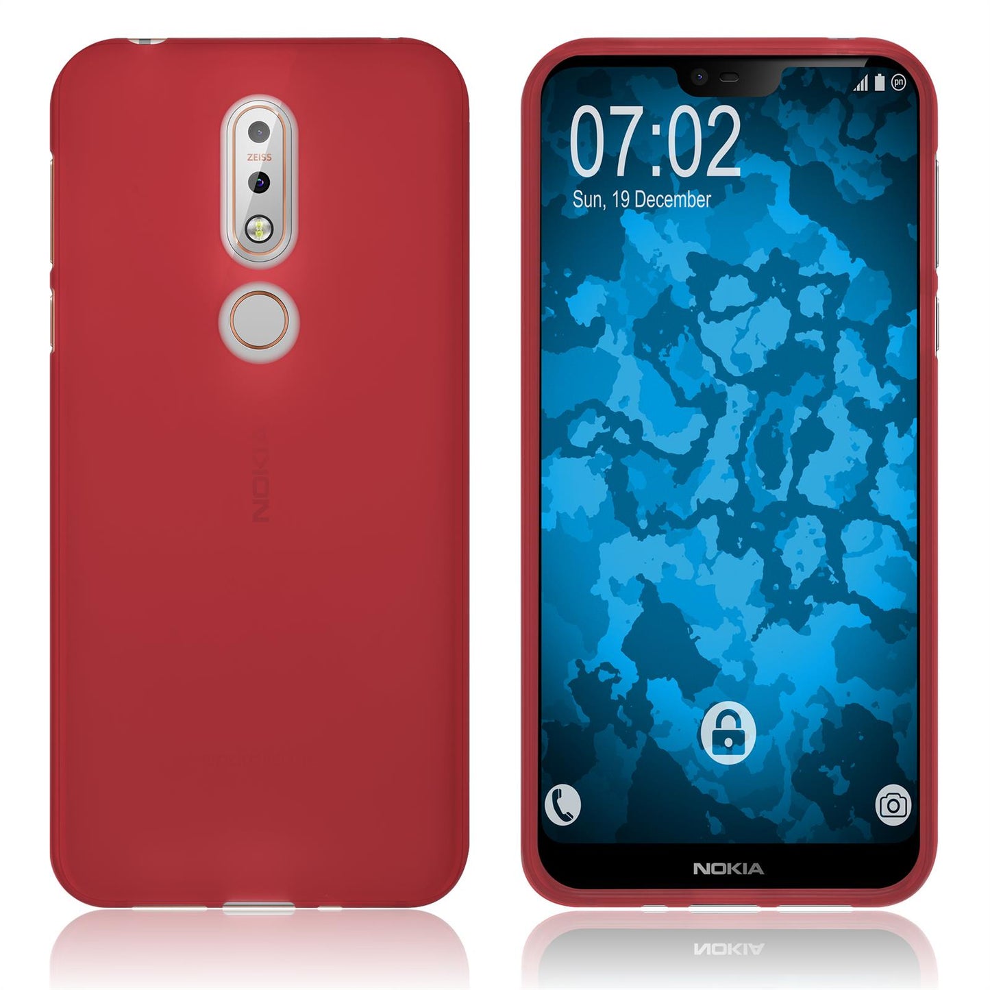 PhoneNatic Case kompatibel mit Nokia 7.1 - rot Silikon Hülle matt Cover