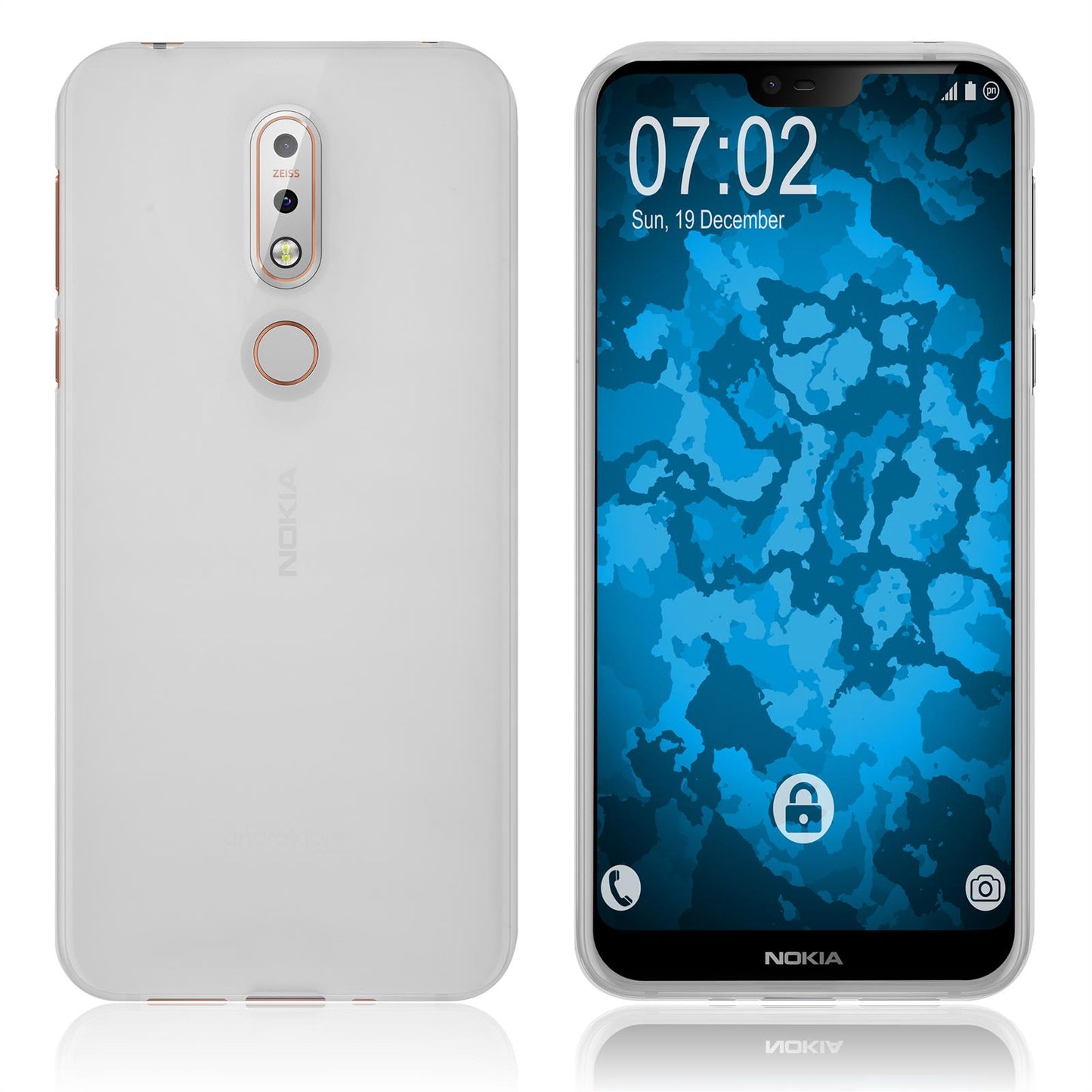 PhoneNatic Case kompatibel mit Nokia 7.1 - transparent-weiß Silikon Hülle matt Cover