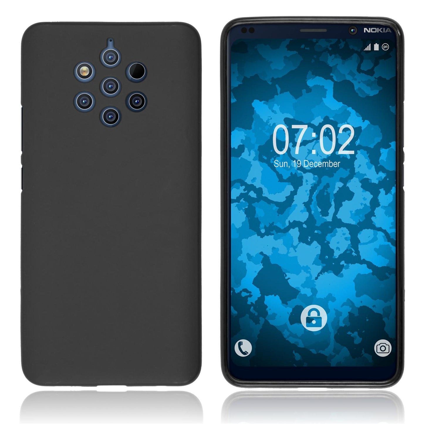 PhoneNatic Case kompatibel mit Nokia 9 PureView - schwarz Silikon Hülle matt Cover