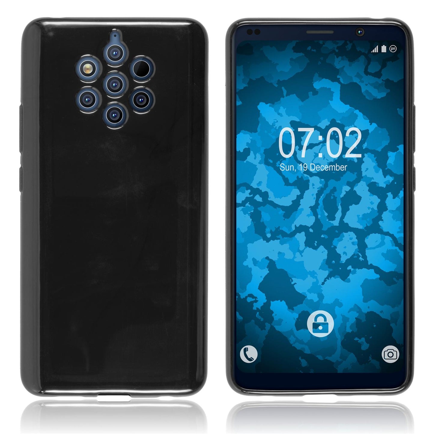 PhoneNatic Case kompatibel mit Nokia 9 PureView - schwarz Silikon Hülle Cover