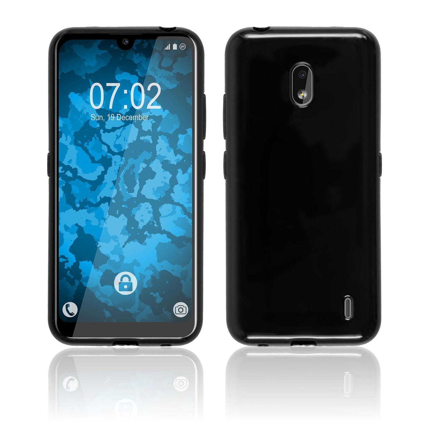 PhoneNatic Case kompatibel mit Nokia 2.2 - schwarz Silikon Hülle + 2 Schutzfolien
