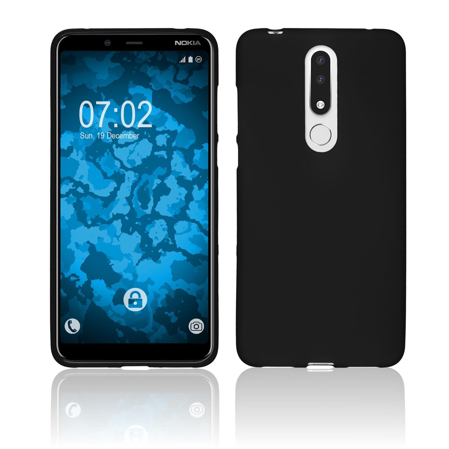 PhoneNatic Case kompatibel mit Nokia 3.1 Plus - schwarz Silikon Hülle matt Cover