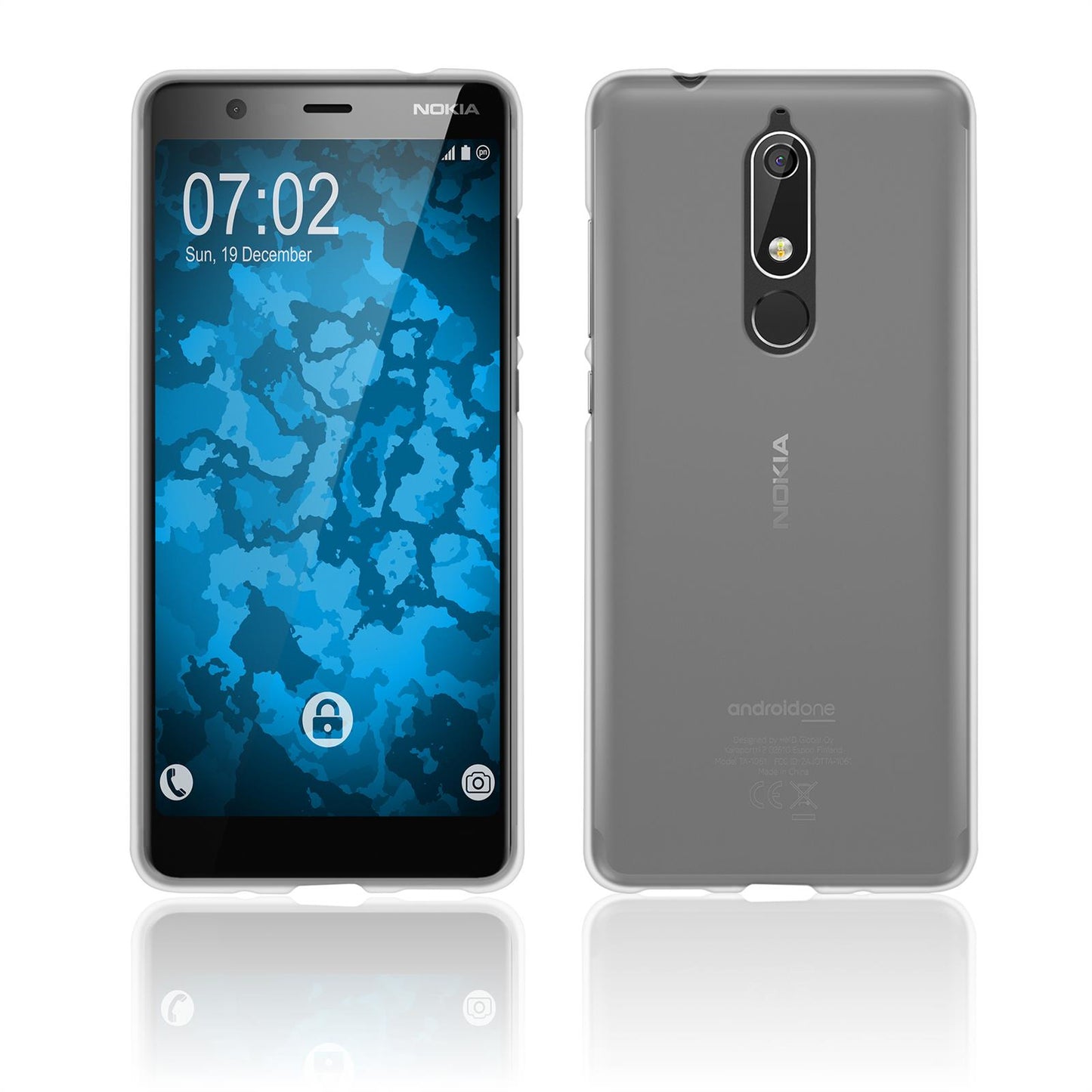 PhoneNatic Case kompatibel mit Nokia 5.1 - transparent-weiß Silikon Hülle matt Cover