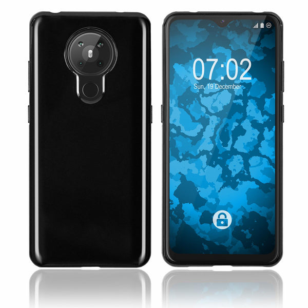 PhoneNatic Case kompatibel mit  Nokia 5.3 - schwarz Silikon Hülle transparent