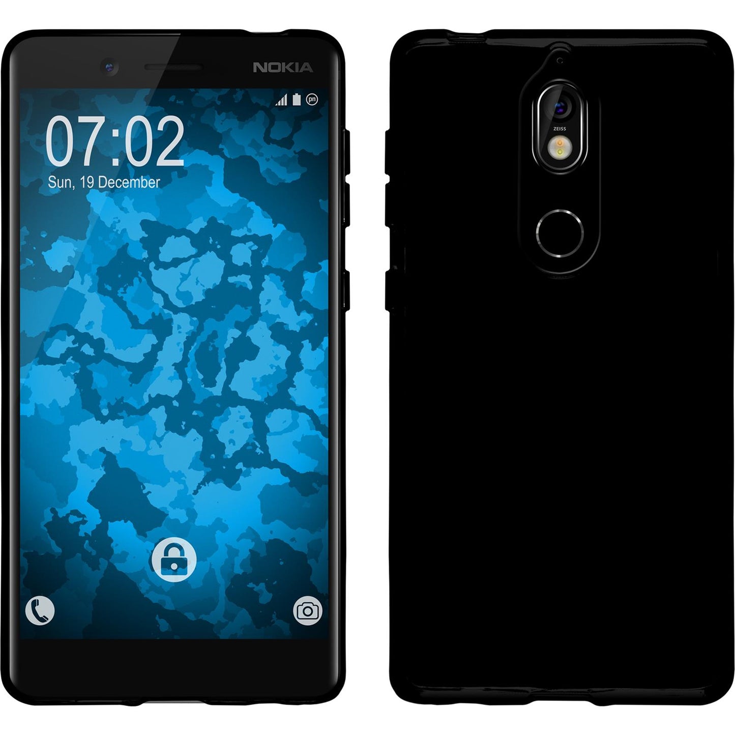 PhoneNatic Case kompatibel mit Nokia 7 - schwarz Silikon Hülle Cover