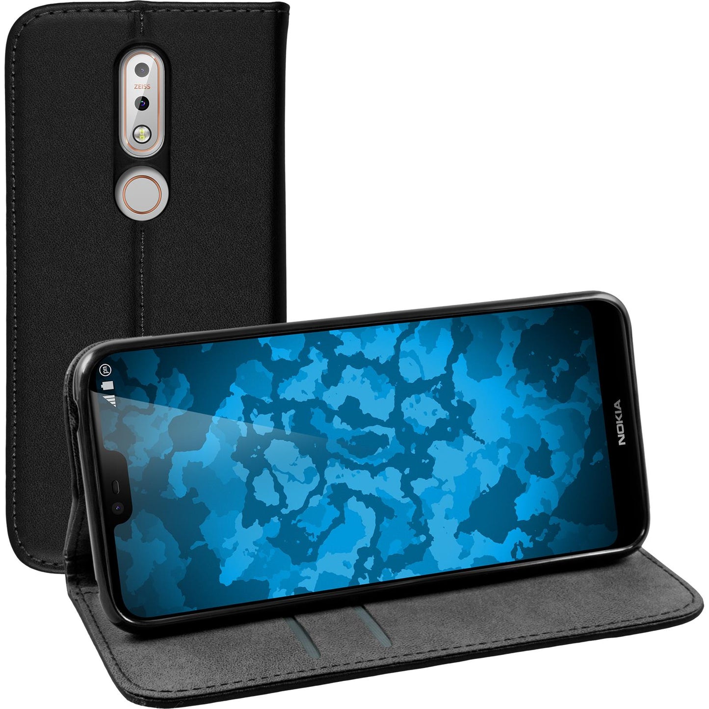 Kunst-Lederhülle für Nokia 7.1 Book-Case schwarz Cover
