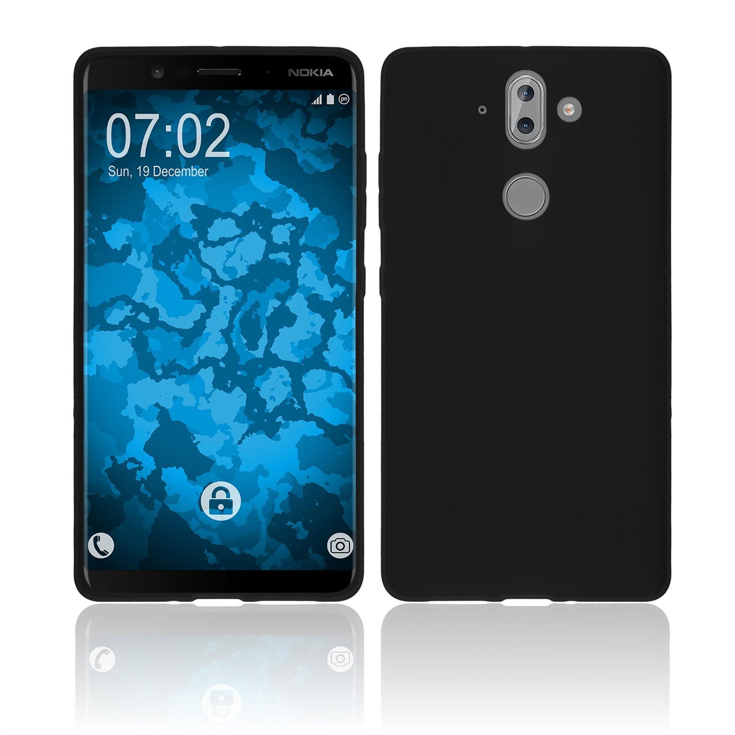 PhoneNatic Case kompatibel mit Nokia 9 - schwarz Silikon Hülle matt Cover