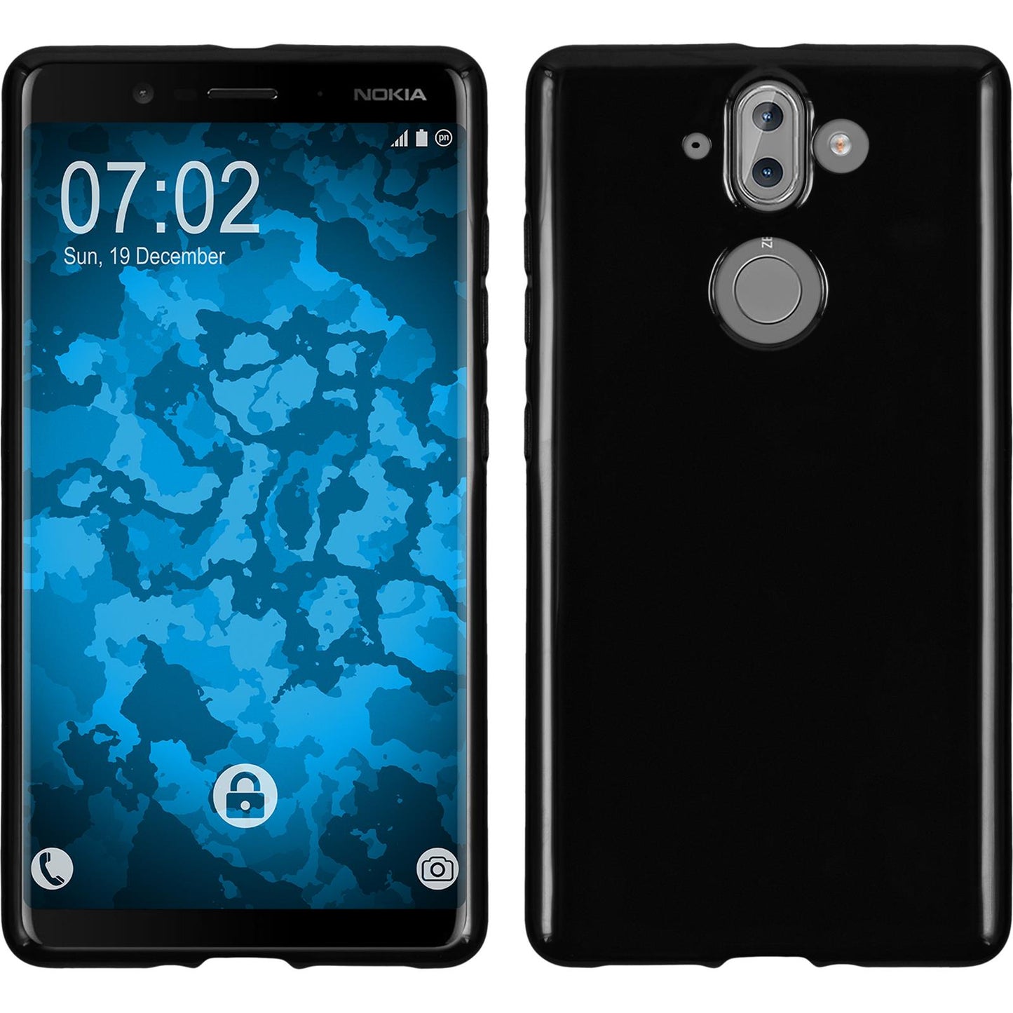 PhoneNatic Case kompatibel mit Nokia 9 - schwarz Silikon Hülle Cover