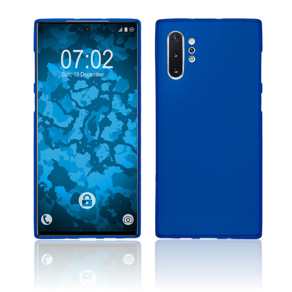 PhoneNatic Case kompatibel mit Samsung Galaxy Note 10+ - blau Silikon Hülle matt Cover