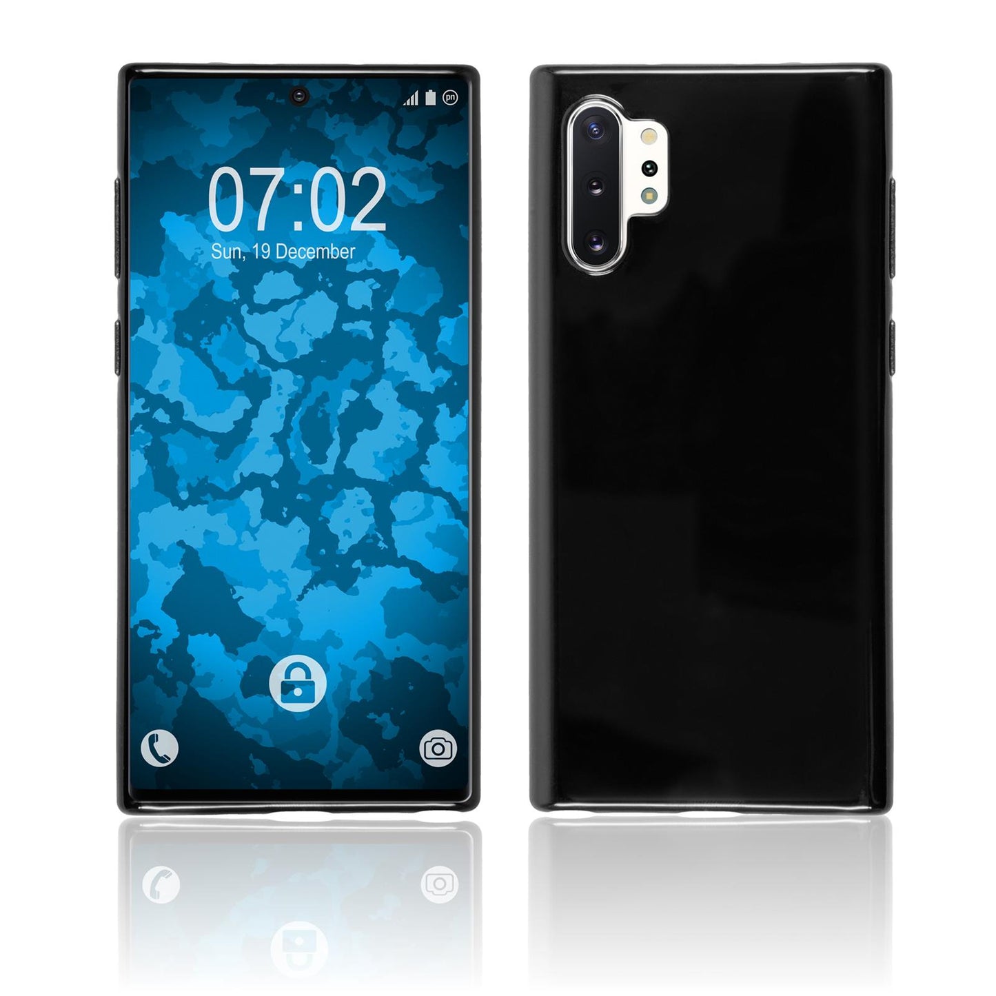 PhoneNatic Case kompatibel mit Samsung Galaxy Note 10+ - schwarz Silikon Hülle Cover