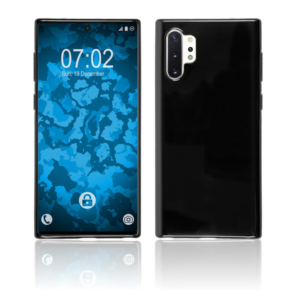 PhoneNatic Case kompatibel mit Samsung Galaxy Note 10+ - schwarz Silikon Hülle  Cover