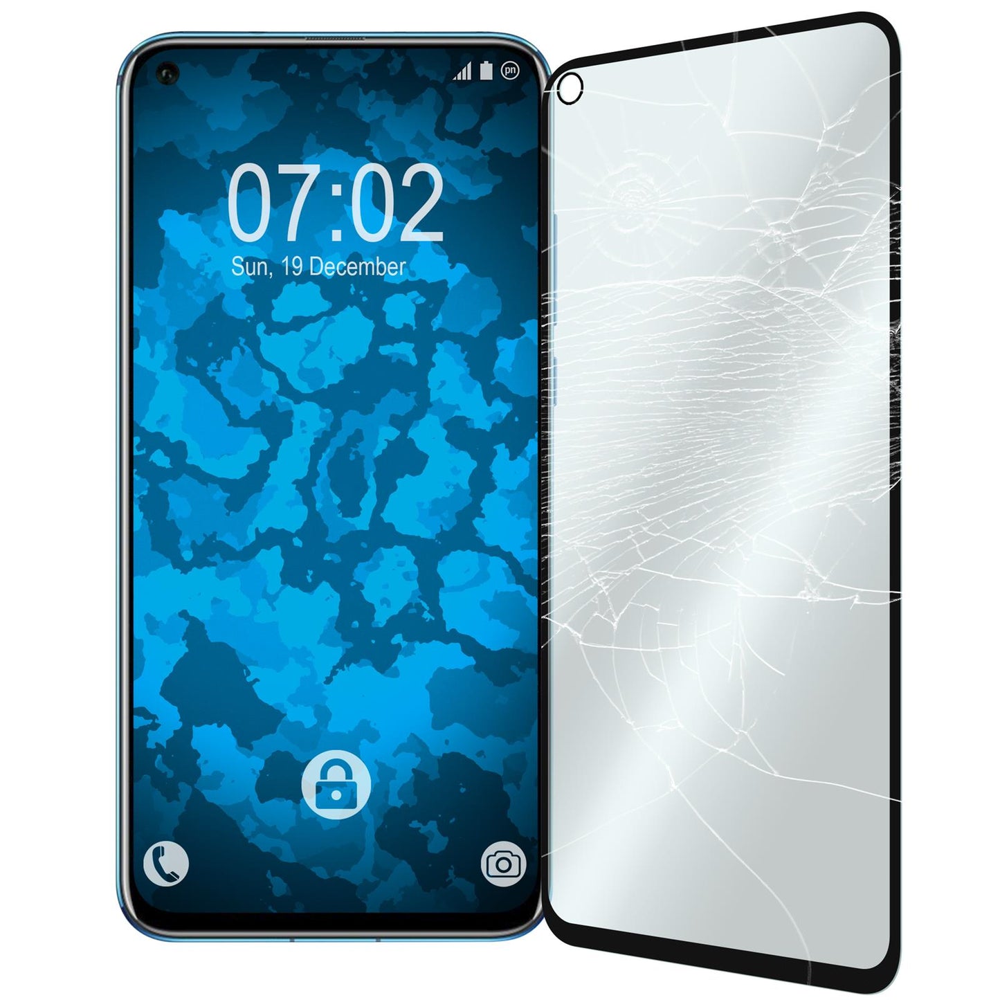 2 x Huawei Honor View 20 Glas-Displayschutzfolie klar full-s