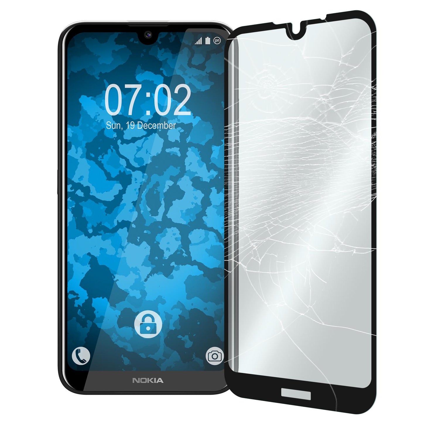 2 x Nokia 2.2 Glas-Displayschutzfolie klar full-screen schw