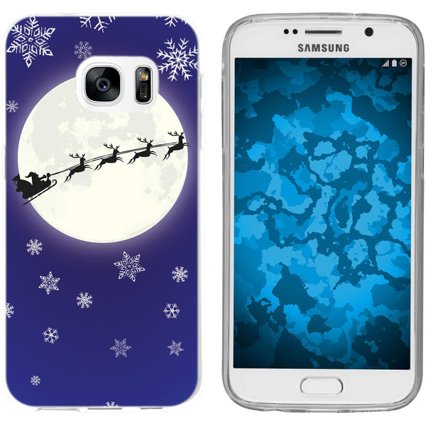 Galaxy S7 Silikon-Hülle X Mas Weihnachten Santa - Snowflakes